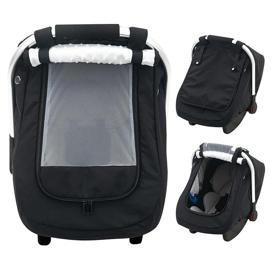 Waterproof Baby Car Seat Cover, Warm Carseat Cover for Cold Weather, Infant Car Seat Canopy with 2 Breathable Vents, 3D Mink Dot Baby Carrier Cover for Boys & Girls