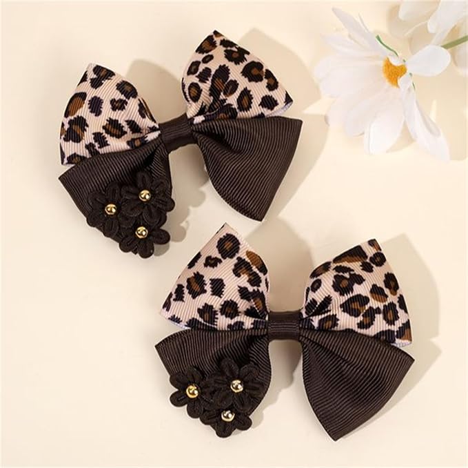 Baby girls leopard hair bow Clips Pin,leopard print bow hairpin for women(FD62-Leopard 2)