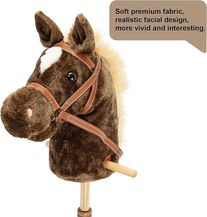 Plush Horse Riding 39inch,Horse Provides Fun Pretend Play for Toddlers & Preschoolers, Clip-Clop Sounds (Coffee)