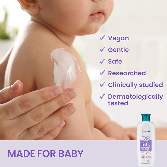 Himalaya Baby Lotion with Olive Oil and Almond Oil, Free from Parabens, Mineral Oil & Lanolin, Dermatologist Tested, 6.76 oz (200 ml)