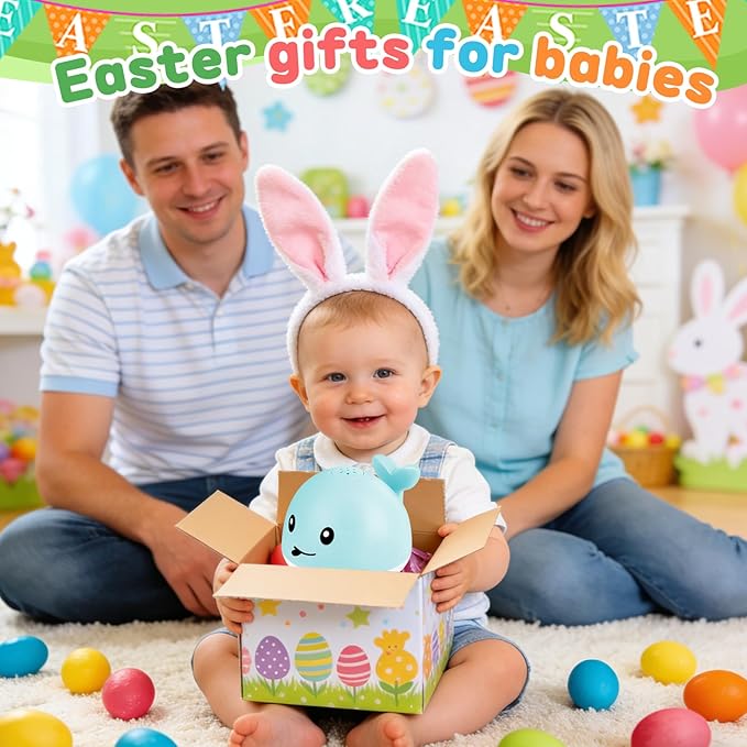 ANGGIKO Baby Boy Bath Toys, Easter Basket Stuffers for Babies 1 Year Old Boy Gifts, Toddler Bath Toys for Kids Ages 1-3, Light Up Whale Bath Toy Sprinkler Baby Toys 6-12-18 Months Bathtub Fountain Toy