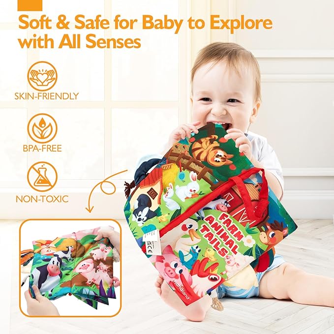 hahaland Baby Books 0-6 Months,Infant Tummy Time Toys High Contrast Sensory Baby Toys 6 to 12 Months Touch Feel Book Gift Christmas Stocking Stuffers for Boys Girls 0-3 Months Book Early Learning Toy