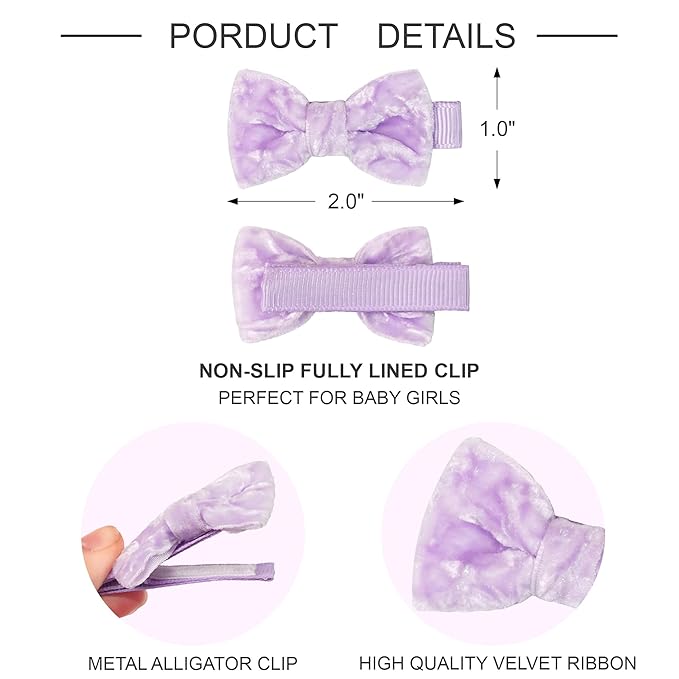 CÉLLOT Baby Bows Velvet Hair Bows with Fully Lined Hair Clips Hair Accessories for Baby Girls Infants and Toddlers