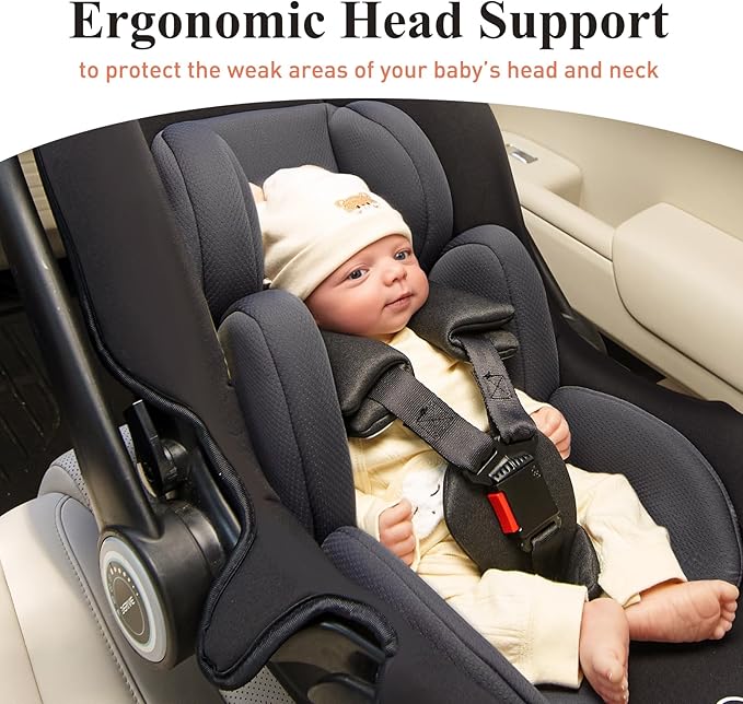 Innokids Infant Car Seat Insert, Baby Head Body Supports for Newborn, Soft and Padded, Detachable Head and Side Support for Carseats, Strollers, Swings (Grey)