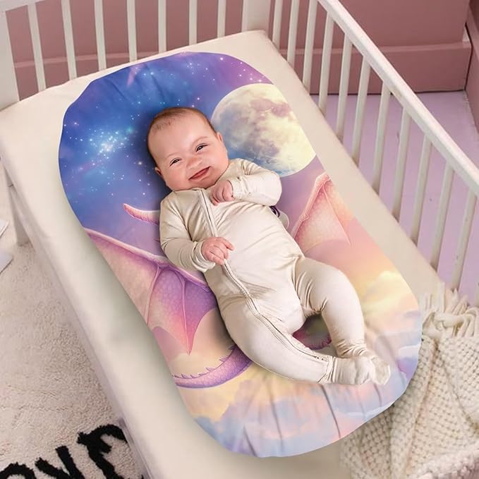 Dragon Moon Baby Lounger Cover for Boys Girls Newborn Lounger Pillow Covers Soft Breathable Infant Nest Slipcover 31.5'' x 21.3''