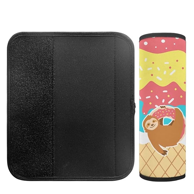 Biyejit 2 Pack Ice Cream Sloth Seat Belt Covers for Kids, Soft Seat Belt Cushion for Children, Anti-Slip Design Car Seat Belt Pads Cover for Girls and Boys Car Accessories
