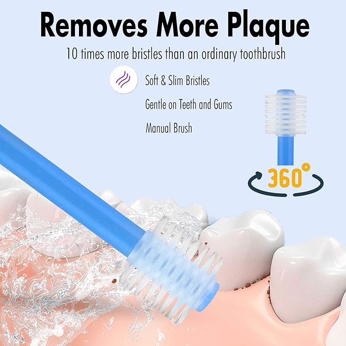 First Teeth Oral Care Kit by Brilliant Oral Care- Set has Baby's 1st Teether-Brush, Brilliant Baby Toothbrush and 2oz Spry Xylitol Tooth Gel, Infants Age 4 Months Old and Up, Baby Must Haves, Blue