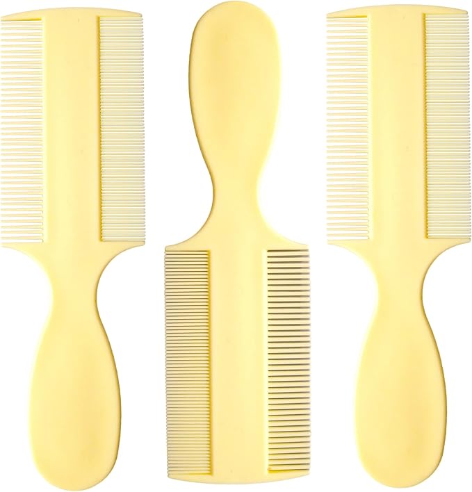 Vakly Fine Tooth Comb (3 Pack) – Double-Sided Baby Comb with Handle, Extra Fine Lice & Dandruff Comb for Cradle Cap, Newborns, Toddlers & Adults
