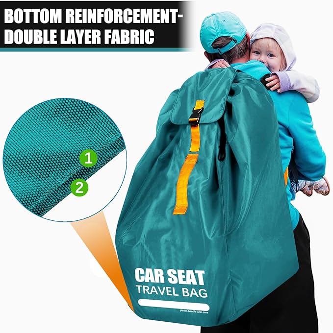 Car Seat Travel Bag for Airplane, Large Car Seat Bags for Air Travel with Comfort Padded Straps, Carseat Storage Bag / Backpack for Carseat Airport, Carseat Cover Travel - Baby Travel Essential