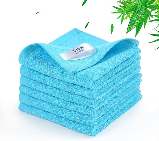 Baby Washcloths 6 Pack, 10x10 inch Heavenly Soft Blue Wash Cloths for Face and Body, Gentle & Safe Face Towels on Sensitive Skin, Baby Essentials Shower Gifts for Boy Infant Kid Toddler Children