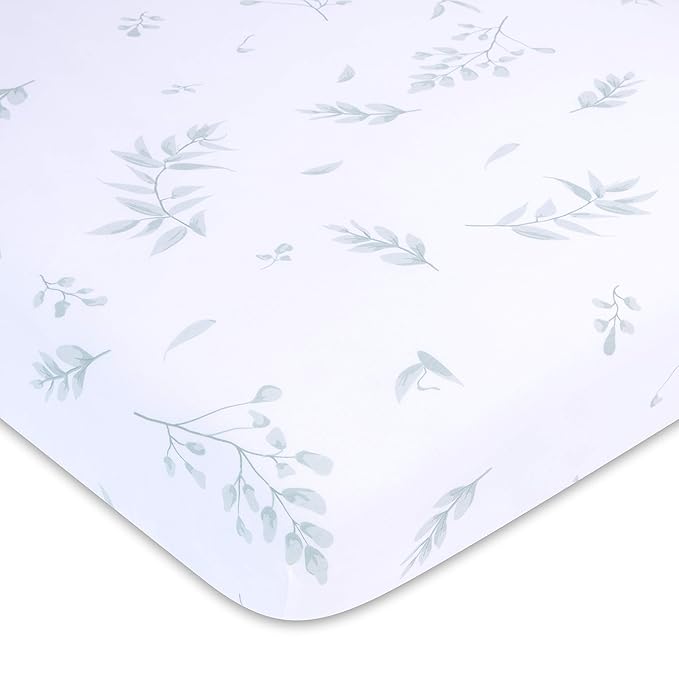 Jersey Cotton Pack N Play Sheet 1 Pack Green Fern Print, Sage