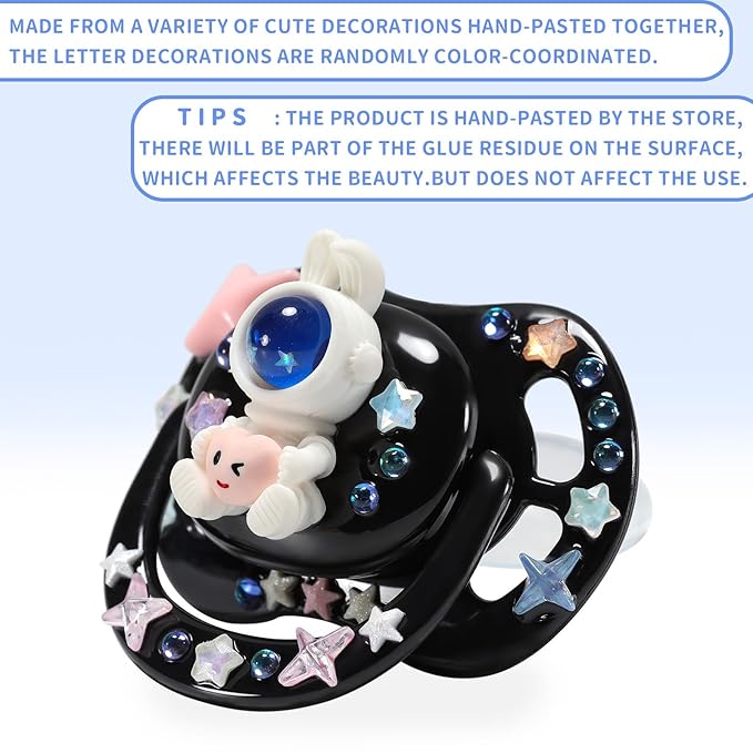 CutiePlusU Adult Size Pacifier DIY Big Shield Pacifier - Black