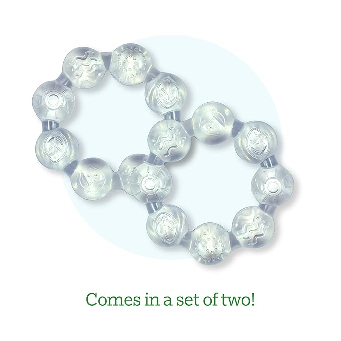 green sprouts Cooling Teether (2pk) | Soothes Gums & Promotes Healthy Oral Development | Safer Plastic Filled with sterilized Water, Chill for Extra Relief, Textured Surface to Massage Gums