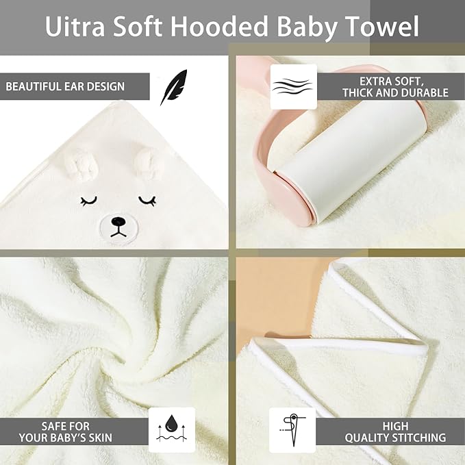 31 * 31 in Baby Bath Towels with Hood,Hooded Towels for Toddlers 1-3, Toddler Girl Boy Robe,Baby Towel,Infant Kids Towels for Newborn Babies,Toallas de Baño para Bebe