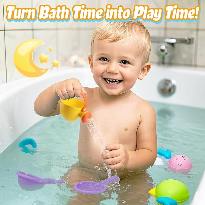 Small Soft Bath Toys for Toddlers 1-3 - Super Easy to Clean Water Table Toys Baby Tub Swimming Pool Toy Fun Tactile Training Newborn Gifts, 3Packs (Yellow)