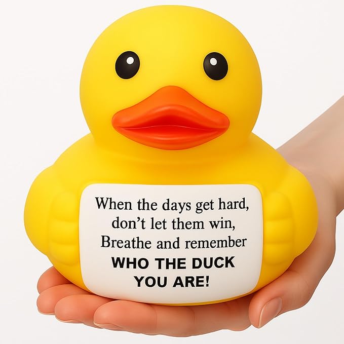 Civaner 7 Inch Emotional Giant Rubber Duck Big Jumbo Positive Yellow Duck Inspirational Gift Large Duckling Toy with Squeaky Sound for Men Coworker Colleges Graduation(Remember Who You are)