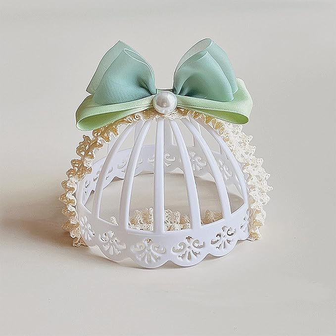 Bow Lace Headbands for Baby Girls Soft Tulle Ribbon Pearl Head Wrap Elastic Bow-knot Hair Band Shower Birthday Hair Accessory for Newborn Infant Toddler (Green C, Elastic)