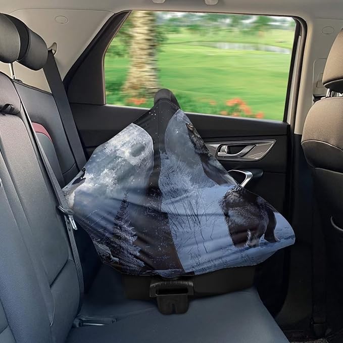 Youngerbaby Wolf Print Car Seat Canopy Nursing Cover Multi Use Baby Stroller and Carseat Cover Breastfeeding Nursing Covers Boys and Girls Shower Gifts