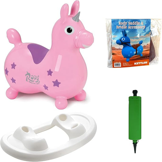 Gymnic Rody with Rocking Base and Saddle (Pink Unicorn & Rocking Base with Saddle)