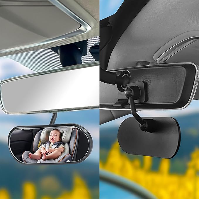 Car Mirror Baby, Rear View Mirror 360° Adjustable, Adhesive Mount Infant Safety, Wide-Angle Shatterproof Backseat Monitor For Kids, Windshield And Dashboard Use