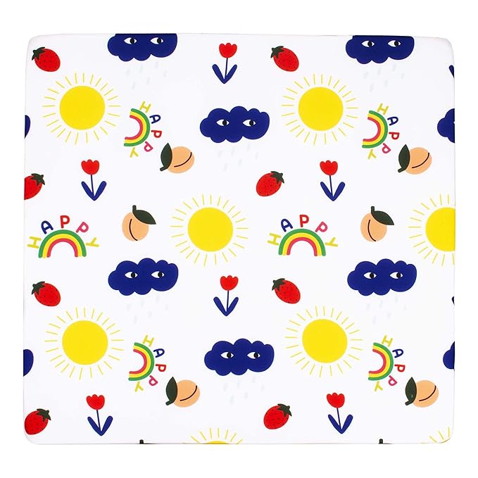 Cloele Square Playard/Playpen Baby Fitted Sheets Perfect for 36 X 36 Portable Playard Mattresses - Square Pack and Play Crib Sheets - Ultra Soft Microfiber Rainbow Fitted Playpen Sheet for Girls