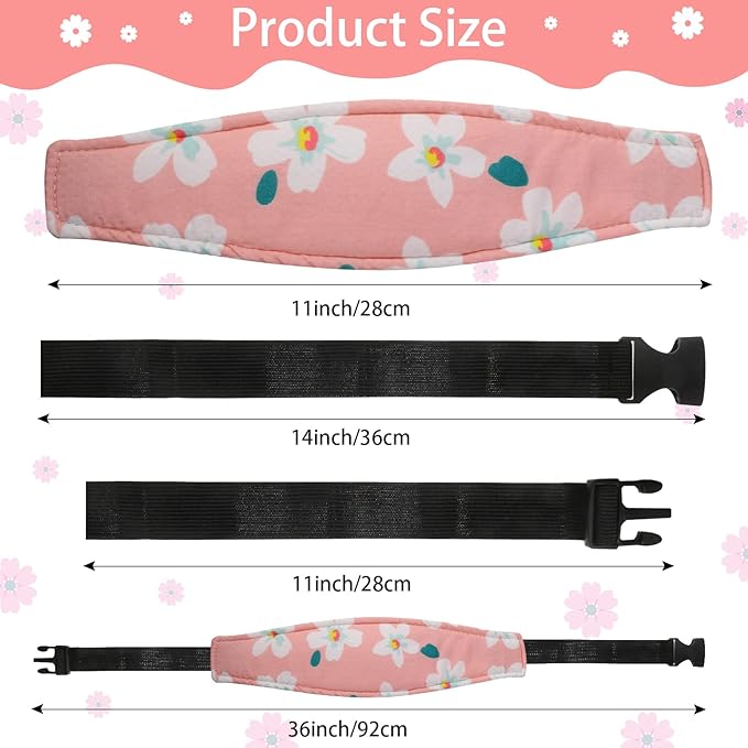 Hestya 2 Pieces Baby Car Seat Head Straps, Carseat Head Support for Toddler Holder Band Headrest, Stroller Sleeping Headrest Neck Relief for Kids Children Toddler Infant(Fresh Flower)