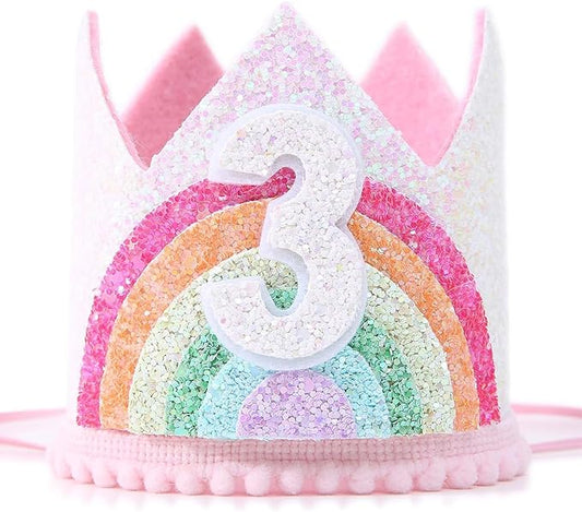 Boy Girl Birthday Crown, Prince Princess Birthday Hat Headband Tiara Crown Cake Photo Prop Party Decorations