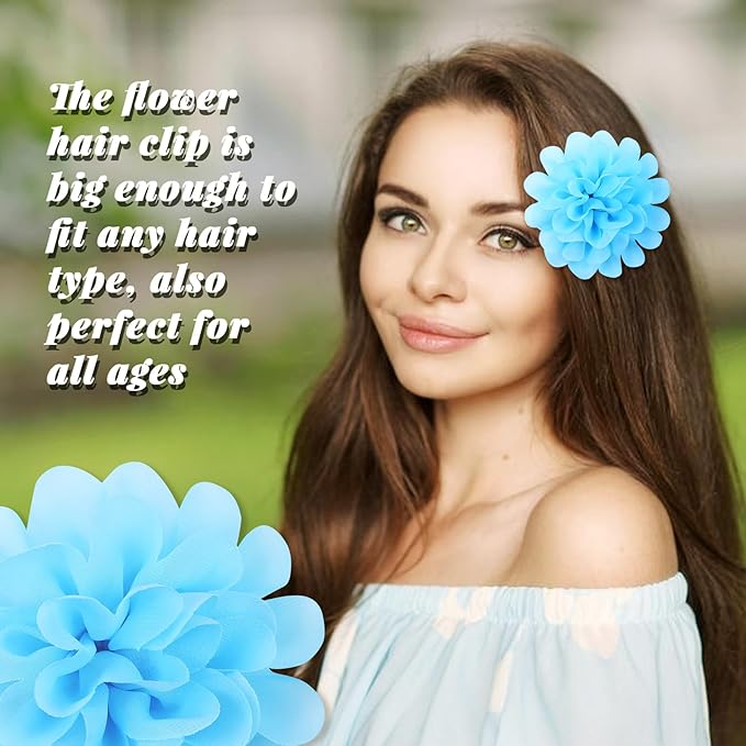Cinaci 25 Pack Solid Big 4" Chiffon Flower Alligator Hair Clips Barrettes Hairpins Accessories for Baby Girls Infants Toddlers Kids Teens Women