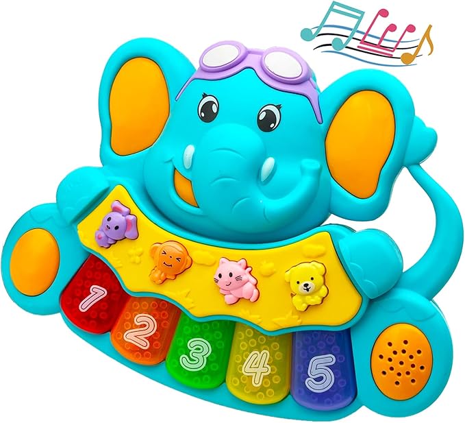 Baby Piano Toy, 6-12 Months Light Up Music Baby Toys for 0 3 6 9 Months, Early Learning Educational Boys Girls Gifts (Elephant)