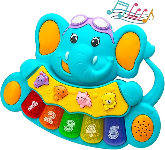 Baby Piano Toy, 6-12 Months Light Up Music Baby Toys for 0 3 6 9 Months, Early Learning Educational Boys Girls Gifts (Elephant)