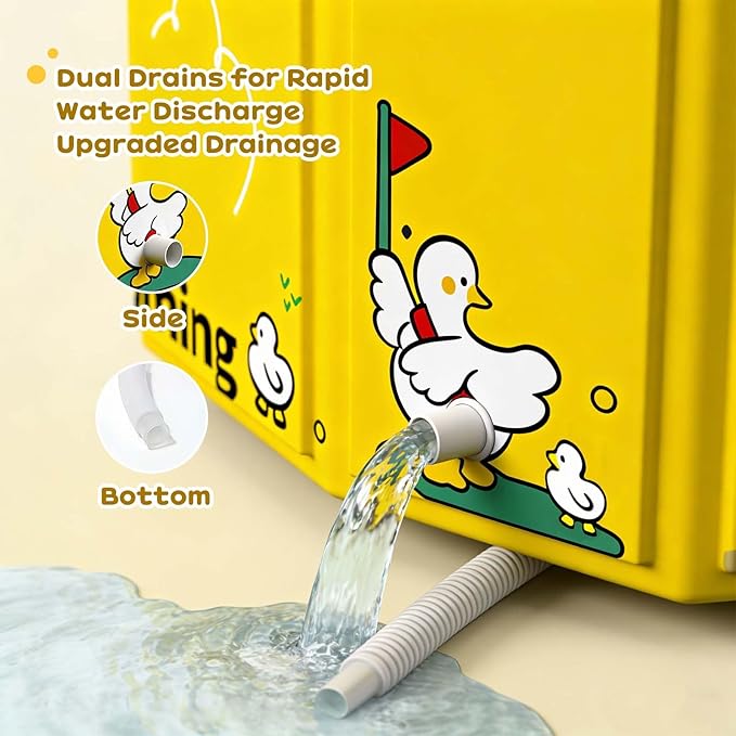 Collapsible Baby Bathtub with 2 Drain, Foldable Portable Baby Tub for Newborn & Toddler, Folding Baby Bath Tub, Small Water Play Pool for Travel & Home, 12M-5Y