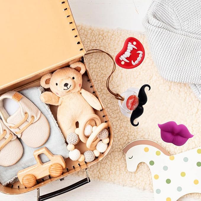 YAPROMO Funny Baby Pacifiers, Mustache Pacifier for Babies 0-36 Months, 4Pcs Mustache Binkies for Boys and Girls BPA Free