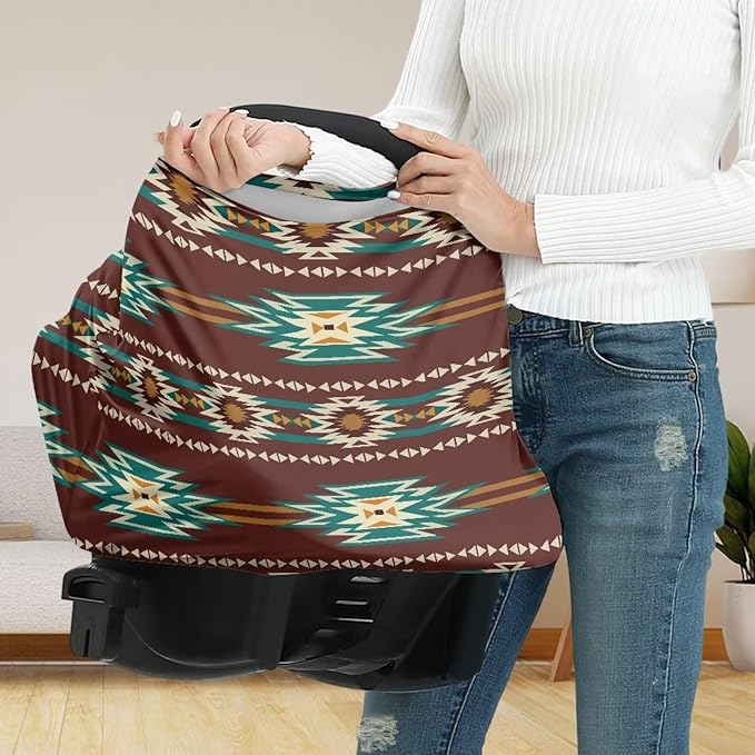 Tribal Southwest Aztec Print Car Seat Covers Baby Multi-use Car Seat Canopy Carrier Cover, Breathable Breastfeeding Cover Baby Stuff Boys & Girls, All-in-1