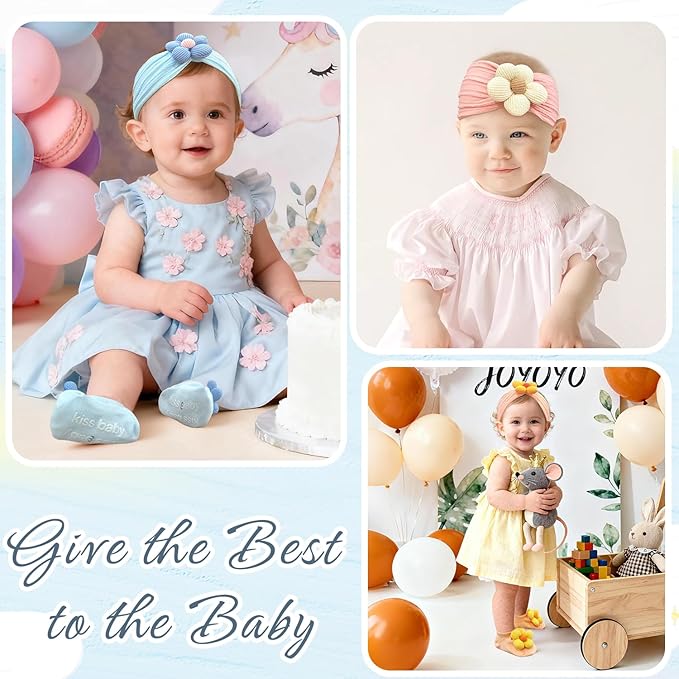 JOYOYO 5 Colors Baby Flower Headbands and Socks Baby Girls Nylon Headband Soft Hairbands Hair Accessories for Newborn Infant Toddler Kids