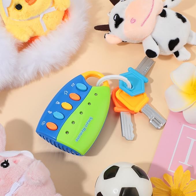 Skylety Musical Smart Remote Car Key Toy with Sound and Lights Fun and Educational Musical Toys for Travel Play(Blue)