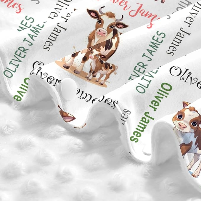 Custom Baby Car Seat Canopy Personalized Car Seat Covers with Name for Baby Boys Girls Customized Cow Nursing Breastfeeding Cover Infant Carseat Canopies Newborn Minky Baby Blanket