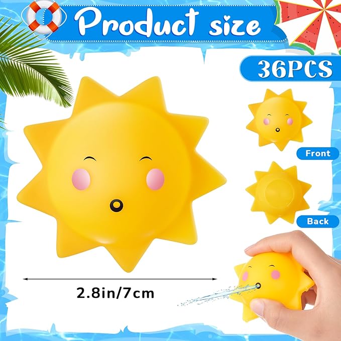 Blueweenly 36 Pcs You are My Sunshine Squirts Bath Toys Swimming Pool Toys Bathtub Favors for Sun Party Birthday Summer Pool Activity Gifts Decorations