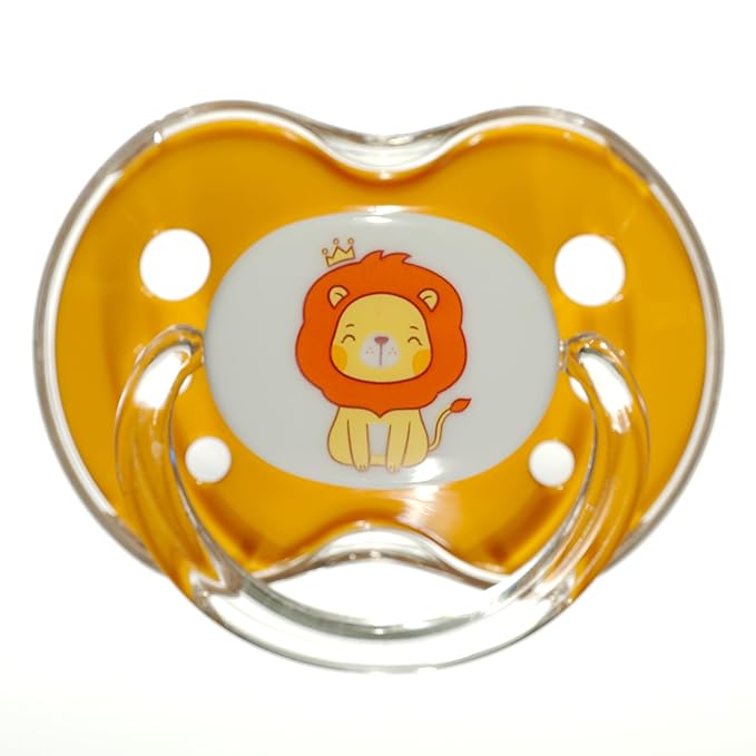 Playtex Baby Binky Orthodontic Pacifier with Snap-On Cover, Air Comfort Shield, Medical Grade Silicone, Up to 6 Months, Orange & Green (2 Count)