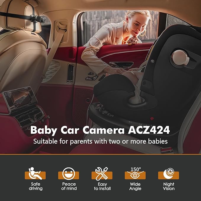 Itomoro Dual Car Camera Baby Monitor, 1080P Baby Car Camera with 2 IR Night Vision, Easily Install with Crystal Clear Wide View for Rear Facing Seat
