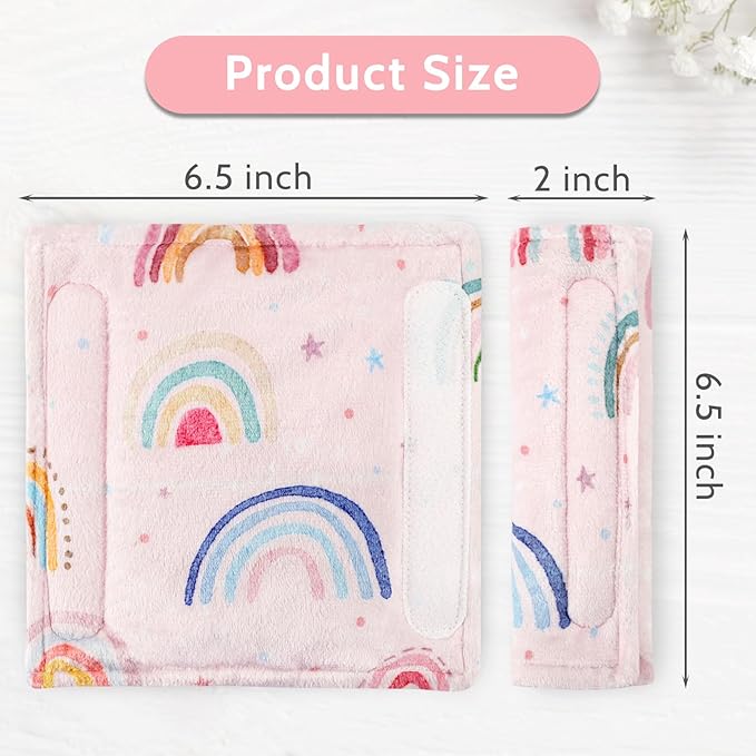 Carseat Strap Covers for Babies, Soft Seatbelt Covers for Kids, Reversible Baby Car Seat Strap Covers, Size: 6.5 x 6.5 inch, for Baby Car Seat, Stroller, Swing, High Chair, Rainbow