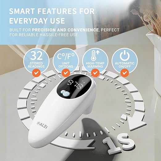 @AL21 3-in-1 Baby Thermometer, Ear Thermometer for Adults, Kids, and Baby - Digital Forehead, Ear & Object Fever Thermometer with 32 Memory Recalls, 1s Instant Accuracy, High Temp Beep Alert