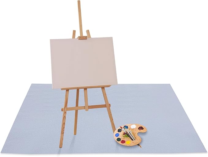 Drydiet 55x70 Inch Extra Large Craft & Painting Floor Mat - Waterproof Non-Slip PVC Art Rug, Floor Protector for Easel Painting Pottery Messy Projects, Washable Roll-up Spill Mat(Gray, Plain)