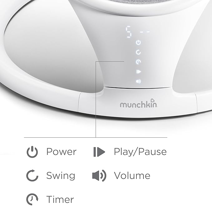 Munchkin Baby Swing with Bluetooth and Shhh… Sleep Soother White Noise Machine - Perfect for New Parents