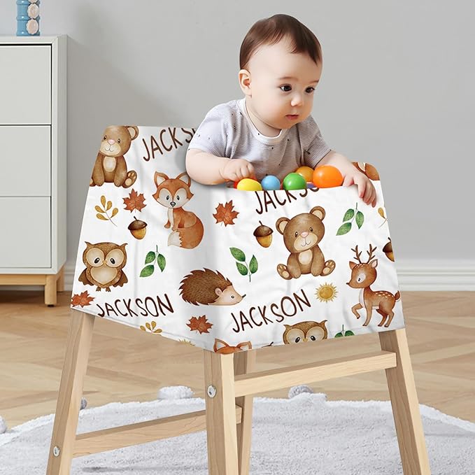 Personalized Baby Car Seat Cover Stroller Canopy: Custom Name Newborn Baby Boy Girl Elastic Animals Nursing Cover for Moms First Birthday Gift Fox Hedgehog(one Size)