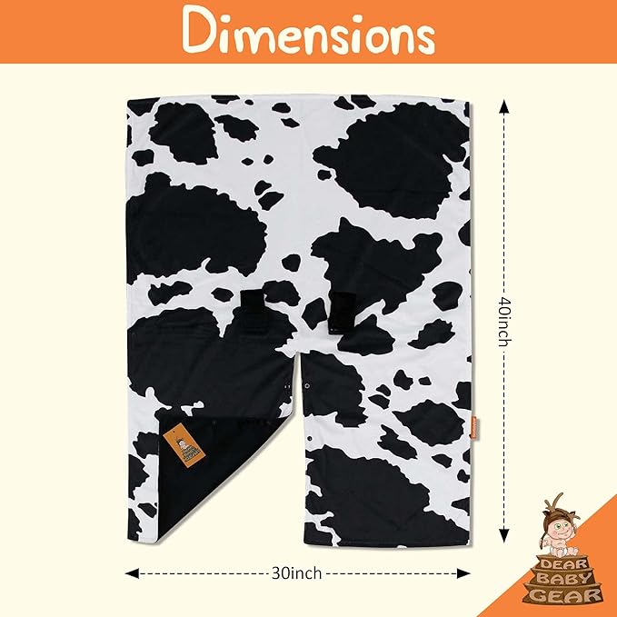 Dear Baby Gear Car Seat Cover for Boys & Girls - Baby Carseat Canopy w/Snap Opening - Infant Seat Cover - Stroller & Nursing Covers - Newborn Carrier Canopy - 40x30 (Black and White Holstein Cow)