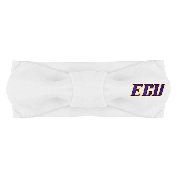 Creative Knitwear East Carolina Pirates Infant Girls White Solid Hair Knot Headband Embroidered Logo - Size Newborn - 4T