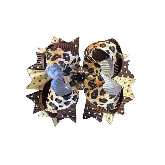 Glitter Leopard Hair Bow Clips for Girls Women Leopard Bow hairpin Hair Accessories.(FJ119) (E)