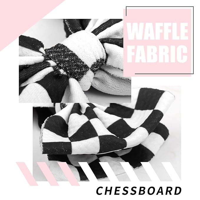 YanJie 3PCS 4.5’’ Checkered Bows for Baby Girls Headbands Pink Headband Black Hair Accessories for Girls Newborn Girl Clothes Baby Girl Outfits