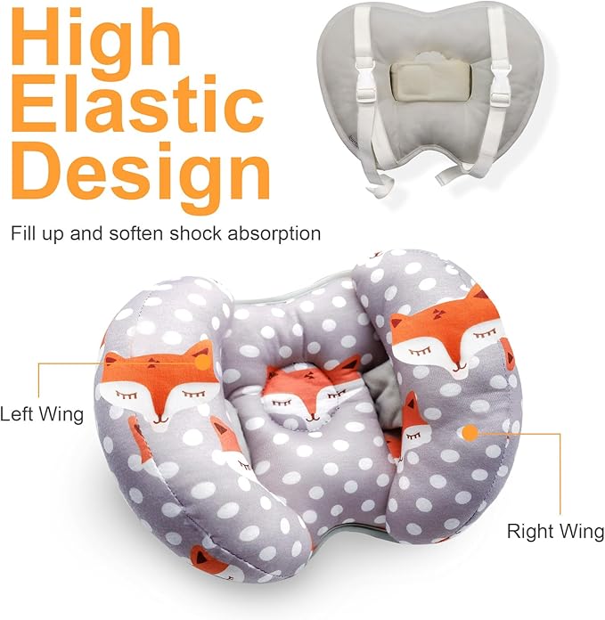 KAKIBLIN Baby Head Neck Support Pillow, 2 in 1 Banana Neck Pillow for Baby, Travel Pillow for Stroller Neck Support for Newborn, Adjustable Pillow for Head