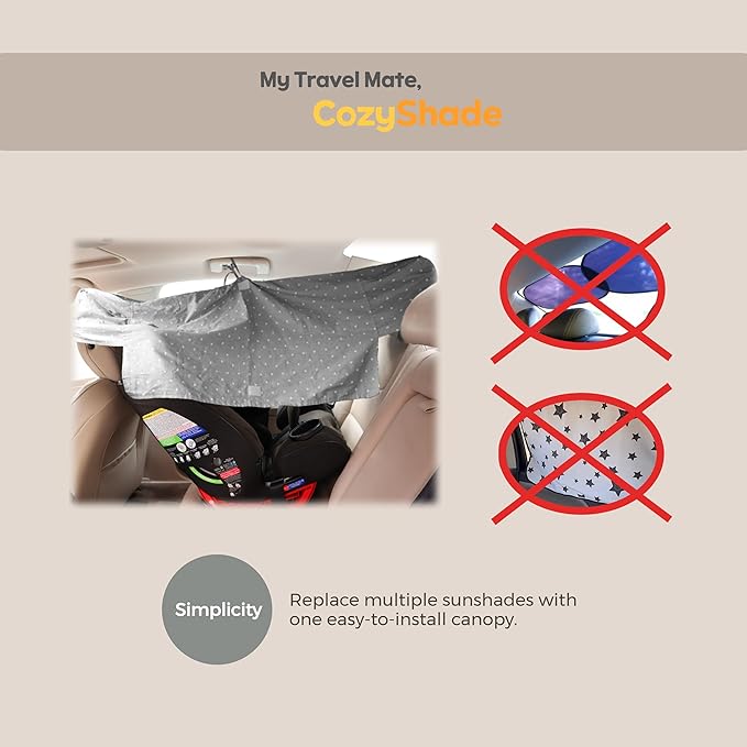 Universal Convertible Car Seat Cover - Backseat Shade & Sun Shade Visor Extender for Baby & Toddler - Rear & Forward Facing